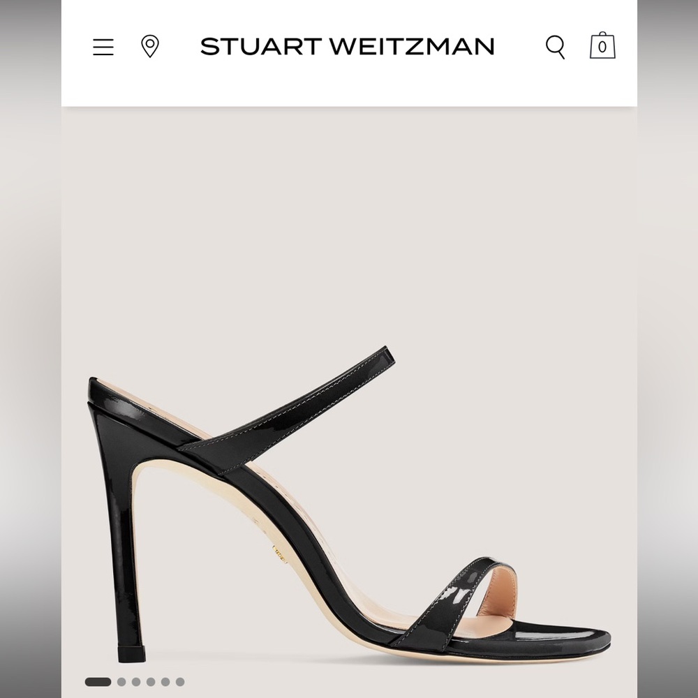 Stuart Weitzman Aleena 100 Patent Mule Sandals - black, size 8